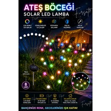 Güneş Enerjili 8 Led'li Renkli Ateş Böceği Kazıklı LED Bahçe Aydınlatma Solar Bahçe Süsü