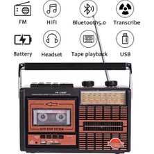 Renas Store Bluetooth Özellikli Nostaljik Radyo USB Kart Fm Radyo Kaset Çalar Bordo 2 Yıl Garantili