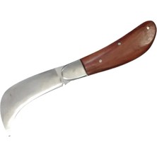 Renas Store Bursa Çelik Eğri Bağ / Kablo / Aşı Çakısı, Ahşap Saplı - 22 cm