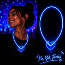 Renas Store Neon Işıklı Fosforlu Kalp Parti Kolyesi Mavi Renk