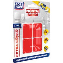 Boss BT-01026 Tape Hazır Kesilmiş Çift Taraflı Montaj Bandı 25X30 mm 12 Adet