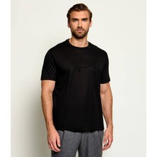 Paul & Shark Erkek Regular Fit Yuvarlak Yakalı Logo Kabartmalı Pamuklu Kısa Kollu Siyah T-Shirt 16311618-011