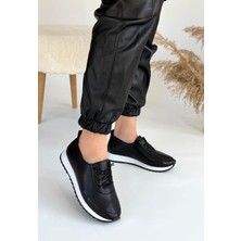 Shoegar Tone Siyah Cilt Bağcıklı Spor Ayakkabı