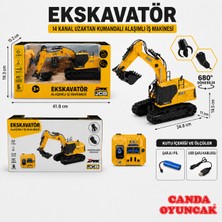 Canda Oyuncak Jcb 1/18 14 Kanal Uzaktan Kumandalı Metal Alaşımlı Ekskavatör – 680° Dönebilen, Işıklı ve Sesli, Değiştirilebilir Aparatlı