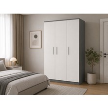 T Designo Ajda Giyinme Dolabı - Çok Amaçlı Dolap - Gardırop 120 cm - 3 Kapaklı - Antrasit