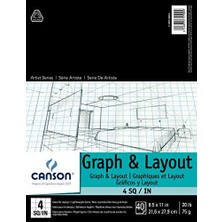Bg Store Sanatçı Serisi Grafik Kağıdı, 4x4 Mavi Izgara, 21,6X27,9 Cm, 40 Yaprak, Katlanır Ped