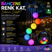 Solar Rgb Asma Lamba 6 Top LED Güneş Enerjili Balkon Bahçe Dekoratif LED Işık Su Geçirmez