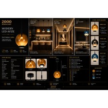 Modern LED Cam Sarkıt Avize | 25 cm | 80W | Amber, Füme ve Mavi Cam