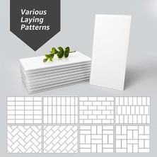 Bg Store ART3D Mutfak Veya Banyo Için 32 Parça Soy ve Yapıştır Tezgah Üstü Cam Karo, 7,62 cm x 15,24 cm Metro Beyaz Arka Sıçrama Fayansları