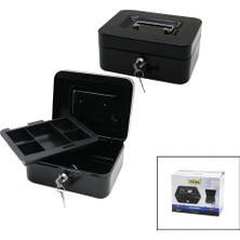 Uravas Store Anahtarlı Küçük Metal Para -Değerli Eşya Kutusu 2kat=tek+6 Bölme Taşıma Kulp - 15.2X11.8X8CM (5047)