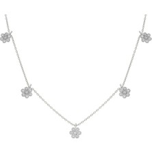 Eva Pırlanta Zirkon Papatya Kolye 718010 Silver
