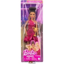 Bg Store Balo Salonu Dansçısı Moda Bebek Kırmızı Fırfır Elbise, Dans Ayakkabıları ve Kahverengi Stil Saç, Dans Kupa Aksesuarı