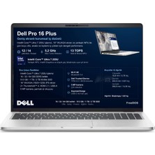 Dell Pro 16 Intel Core Ultra 7 255U 32GB 1tb SSD 16" Fhd+ Freedos Taşınabilir Bilgisayar