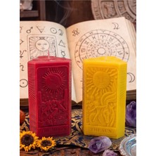 Umay Aura Tarot Soya Dekoratif Mum Güneş ve Ay Mum Seti El Yapımı Estetik Ev Dekorasyonu 2'li Set