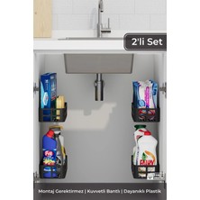Renas Store 2'li Yapışkanlı Evye Altı ve Dolap Içi Düzenleyici Organizer Raf Seti