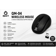 Qpart QM-04 2.4 Ghz Kablosuz Optik Mouse Ayarlanabilir DPI  800/1200/1600 USB Nano Alıcılı