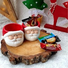 Bg Store Dafniart Yılbaşı Yeniyıl Noel Baba Mumluk Dekor Hediyeli Ürün 8 cm Kırmızı 2 Li Beton Alaşımlı