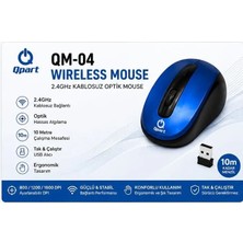 Qpart QM-04 2.4 Ghz Kablosuz Optik Mouse Ayarlanabilir DPI  800/1200/1600 USB Nano Alıcılı