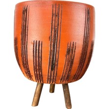 Hepta Collection Bitki Tasarımı Ev Dekorasyon Aksesuar Siyah Çizgi Desenli Toprak Saksı Saksılık Salon Çiçeklik 3 Aya