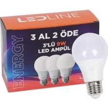 TeknoKapsül 9W 3lü Beyaz LED Ampul