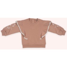 Panço Kız Bebek Nakışlı Gül Sweatshirt