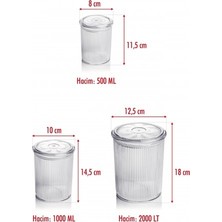 TeknoKapsül 12'li Barok Yuvarlak 3 Boy Kavanoz Seti & Saklama Kabı & Erzak Kabı (4*2000 Ml, 4*1000 Ml, 4*500 Ml)