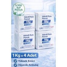 TeknoKapsül Hidrofil Rulo Pamuk 1 kg x 4 Adet Saf Pamuk Yüksek Emici Medikal ve Kozmetik Kullanım