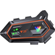 Renas Store Y20 2x 1000M Telsiz Mesafeli 2 Kişi Bağlantılı Bluetooth Kask Kulaklık Fenerli Intercom