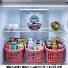 Abnturk 3 Adet Gül Kurusu Buzdolabı Dolap Içi Düzenleyici Organizer Sepet Sağlıklı ve Sağlam Plastik Lüks Kalite 17X30X16CM