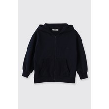 Panço Erkek Çocuk Kapüşonlu Fermuarlı Lacivert Sweatshirt