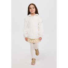 Panço Kız Çocuk Fermuarlı Ekru Sweatshirt