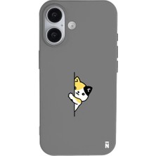 Casen iPhone 17 Gri Lansman Renkli Silikon Cat Lover Kedi Tasarımlı Kılıf