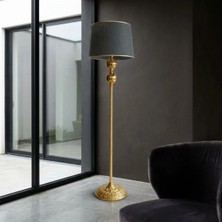 Venüs Nova Venüs Betelgeuse| Modern Gold Metal Lambader | Antrasit Gold Ş. Kumaş Başlık |ayaklı Aydınlatma