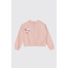 Panço Kız Çocuk Baskılı Pembe Sweashirt