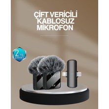 Renas Store 2’li Kablosuz Yaka Mikrofonu Type-C ve Lightning Uyumlu Profesyonel Set