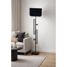 Venüs Nova Venüs Tureis | Modern Siyah Metal Lambader | Siyah Kumaş Başlık |ayaklı Aydınlatma