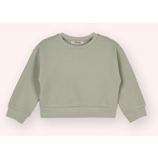 Panço Kız Bebek Bisiklet Yaka Haki Sweatshirt