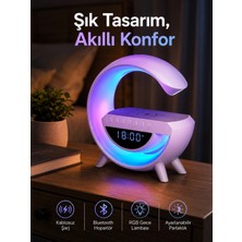Renas Store Bluetooth Hoparlör 15W Kablosuz Hızlı Şarj LED Gece Lambası