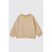 Panço Erkek Bebek Çizgili Hardal Sweatshirt