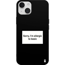 Casen iPhone 14 Plus Siyah Lansman Renkli Silikon I'm Allergic Yazılı Kamera Korumalı Telefon Kılıf
