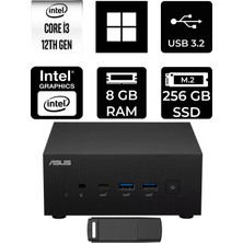 Asus Expertcenter PN64 Intel Core I3-1220P 8gb Ram 256GB SSD WIN11 Pro PN64-BB3012MDP401 Mini Masaüstü Bilgisayar + Per4 USB Bellek