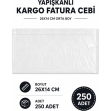Melonika 26X14 cm Orta Boy Yapışkanlı Kargo Fatura Cebi 250 Adet Mlnk
