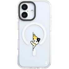 Casen iPhone 17 Yanları Beyaz Magsafe Arty Şeffaf Cat Lover Kedi Tasarımlı Premium Kılıf