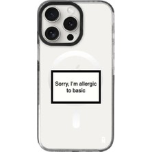 Casen iPhone 16 Pro Max Yanları Siyah Magsafe Arty Şeffaf Allergic Yazılı Premium Kılıf