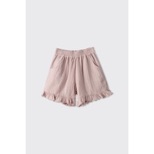 Panço Kız Çocuk Yumuşak Dokulu Pembe Müslin Şort