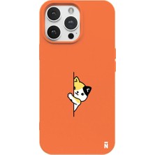 Casen iPhone 13 Pro Max Turuncu Lansman Renkli Silikon Cat Lover Kedi Tasarımlı Kılıf