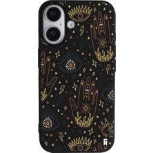 Casen iPhone 16 Plus Siyah Lansman Renkli Silikon I'm Mysterious Tasarımlı Kamera Korumalı Telefon Kılıf