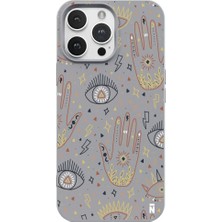 Casen iPhone 16 Pro Max Gri Lansman Renkli Silikon I'm Mysterious Tasarımlı Kamera Korumalı Telefon Kılıf