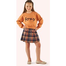Panço Kız Çocuk Nakış Detaylı Kiremit Sweatshirt