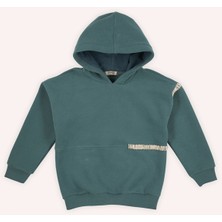 Panço Erkek Çocuk Kapüşonlu Yeşil Sweatshirt